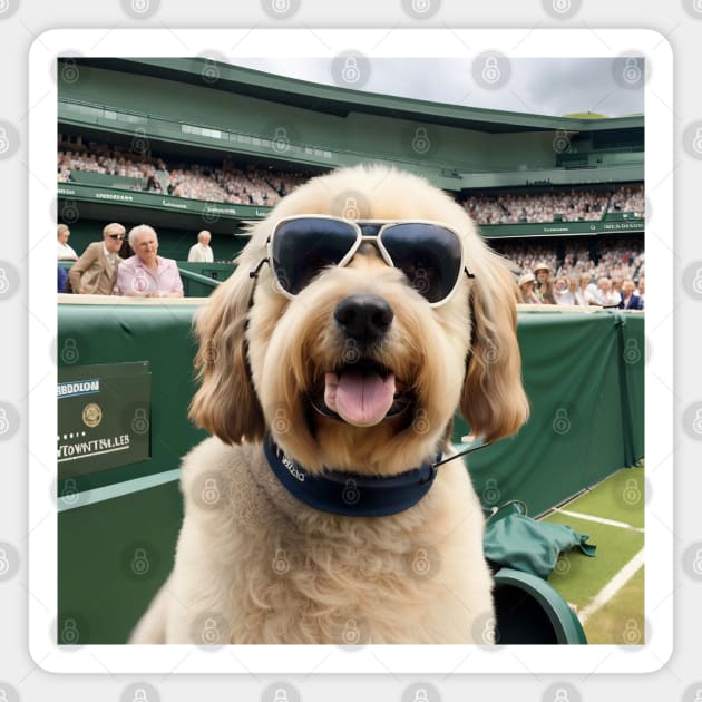 Dog watching tennis at Wimbledon center court Magnet by TopTennisMerch